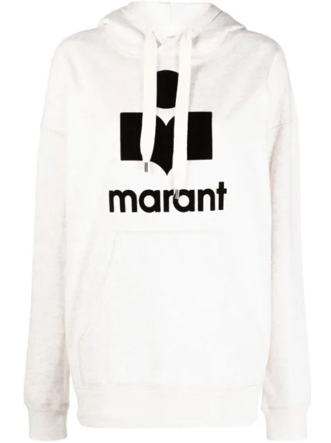 MARANT ÉTOILE logo-print pouch-pocket hoodie Neutrals SW003100M017E
