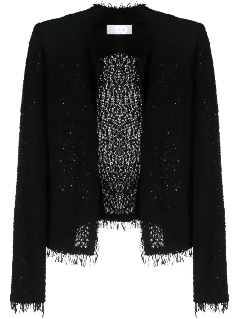 IRO Shavani fringed-hem tweed jacket Black SHAVANI