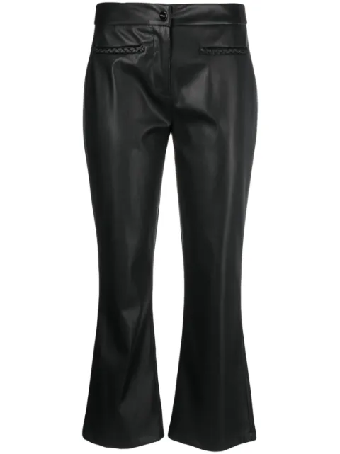 LIU JO faux-leather flared cropped trousers Black WF3045E0392