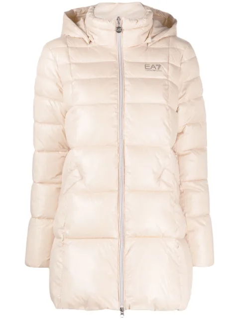 Ea7 Emporio Armani logo-print hooded padded jacket Neutrals 6RTK07TN5LZ