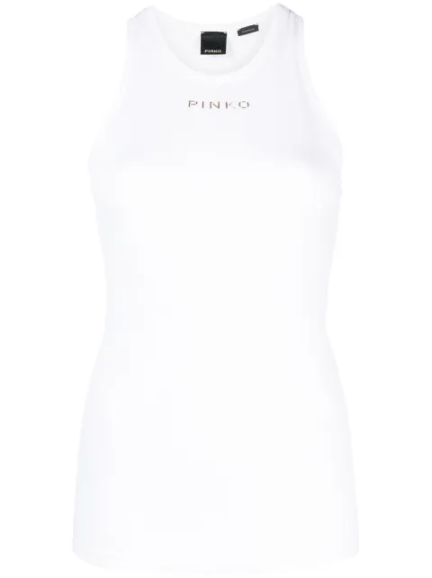 PINKO ribbed top with logo White 100822A15E