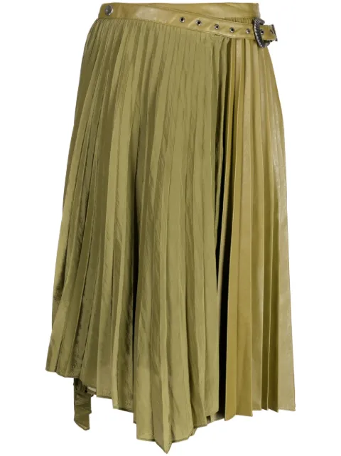 Andersson Bell Nicola pleated asymmetric midi skirt Green APA602W
