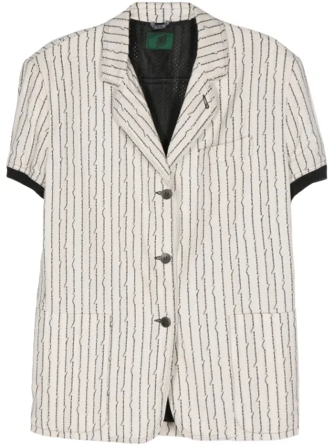 Jean Paul Gaultier Pre-Owned 1990s bone-motif striped jacket Neutrals JPGA480M