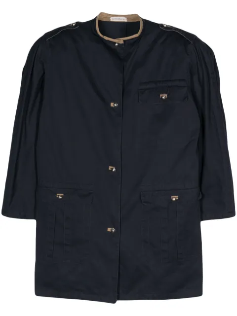 Versace Pre-Owned 1980s button-up cotton military jacket Blue VER600CC