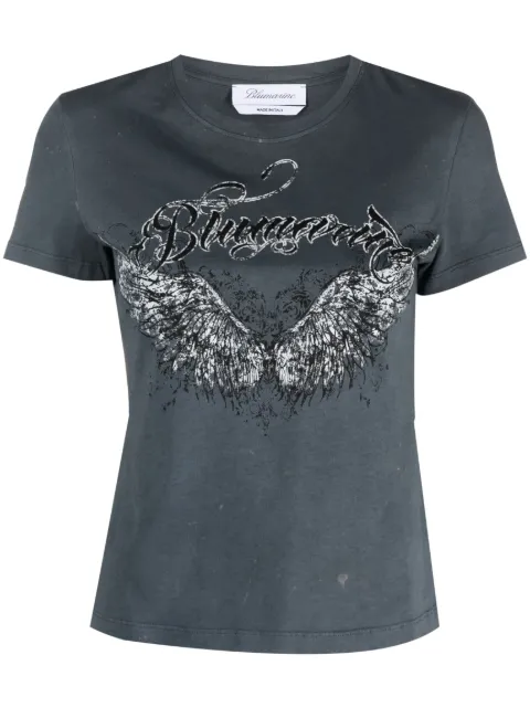 Blumarine logo-print cotton T-shirt Black 2T041A