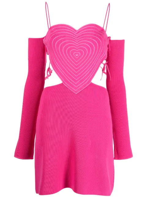 MACH & MACH heart-shaped ribbed minidress Pink PF23KD007KN01