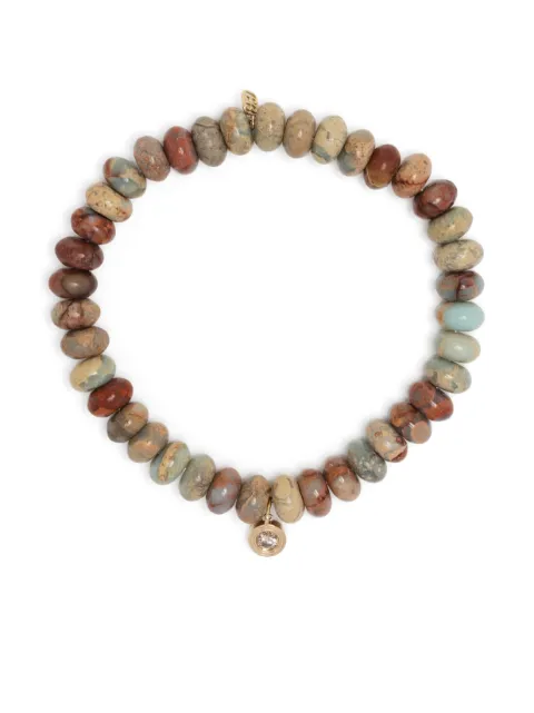 Sydney Evan 14kt yellow gold diamond charm jasper bracelet Multicolour CJP2504BNDY8798M