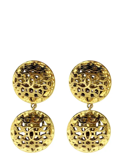Jennifer Gibson Jewellery Vintage Chanel Double Orb Statement Logo Earrings 1980s Gold FCD2CFCD2C2023060728