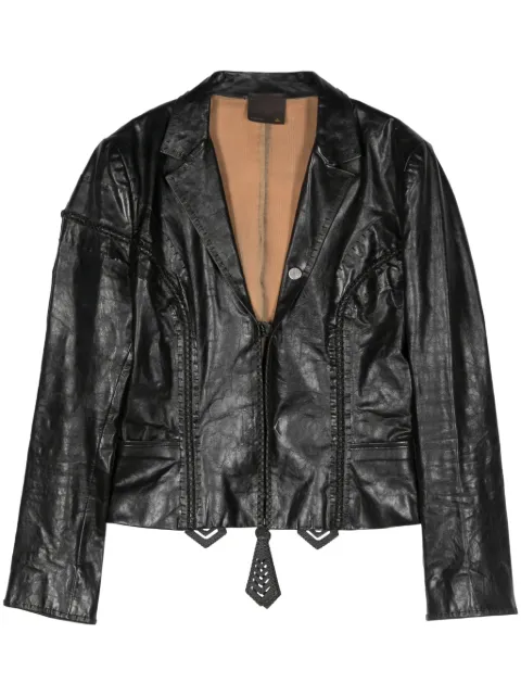 Fendi Pre-Owned 2000s whipstitch leather jacket Black FENDI750N