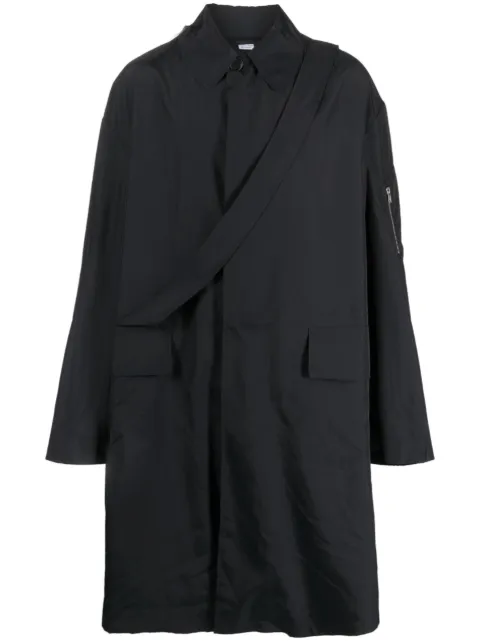 Random Identities strap-detail midi raincoat Blue NY04C00000