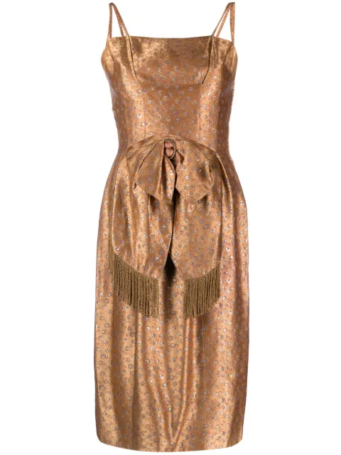 A.N.G.E.L.O. Vintage Cult 1950s patterned-jacquard silk dress Gold ANG450AA