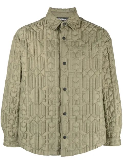 Palm Angels monogram quilted shirt jacket Green PMEA251E23FAB001