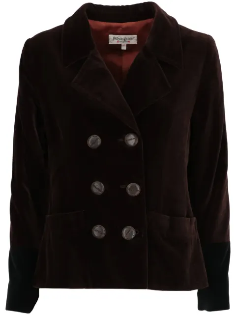Saint Laurent Pre-Owned 1990 velvet double-breasted jacket Brown YVSA600NT