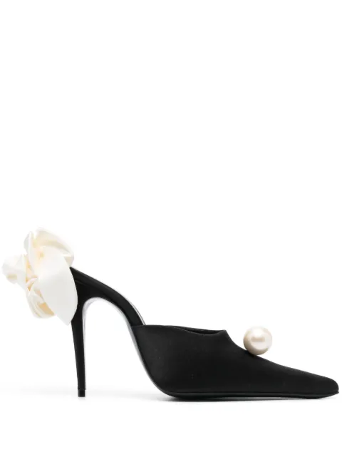 Magda Butrym faux-pearl embellished 110mm leather mules Black 531723BLACK