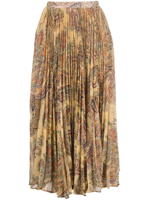 ETRO paisley-print pleated silk midi skirt Neutrals 116065003