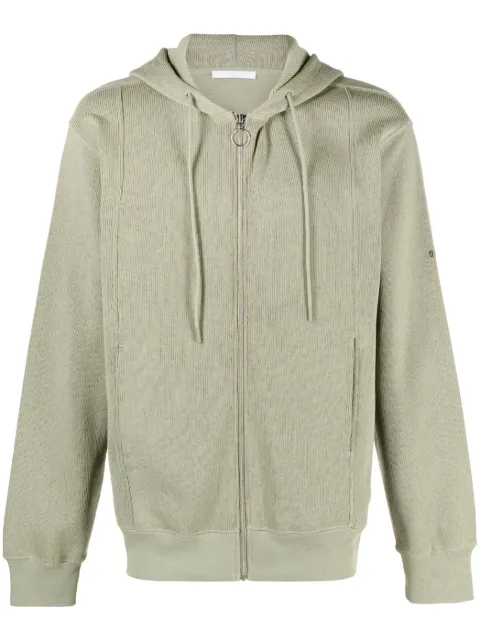 Helmut Lang zip-up drawstring hoodie Green N04HM519