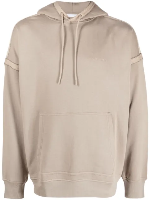 Helmut Lang logo-embroidered cotton hoodie Neutrals N04HM514