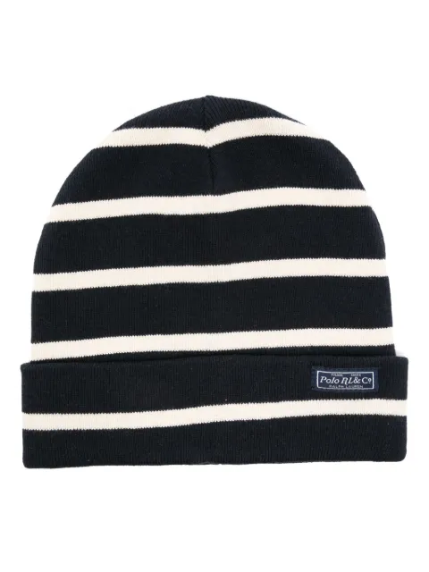 Polo Ralph Lauren logo-patch striped beanie Blue 455922976001