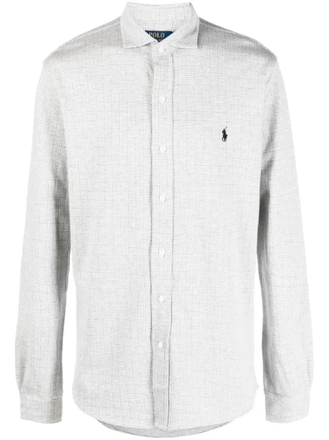 Polo Ralph Lauren logo-embroidered cotton shirt Grey 710909659001