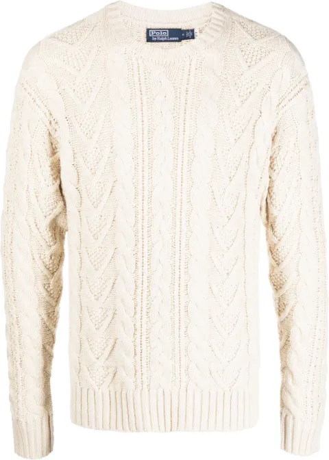 Polo Ralph Lauren cable-knit cotton-blend jumper Neutrals 710909196001