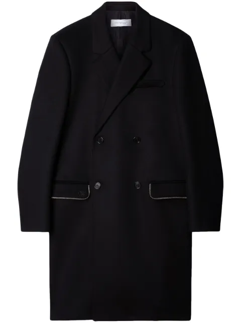 Off-White zip-detail virgin wool coat Black OMER082F23FAB0011010