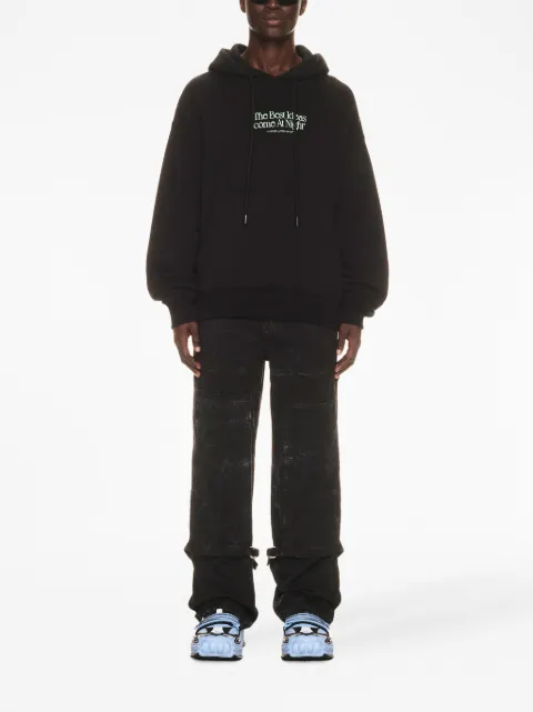Off-White Best Ideas slogan-print cotton hoodie Black OMBB085F23FLE0271070