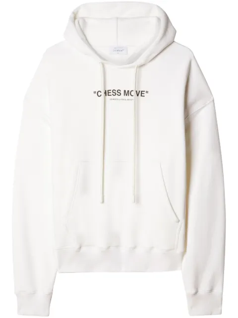 Off-White Chess Move slogan-print cotton hoodie Neutrals OMBB085F23FLE0240110