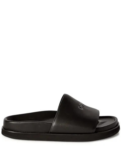 Off-White logo-debossed leather slides Black OWIT006F23LEA0011010