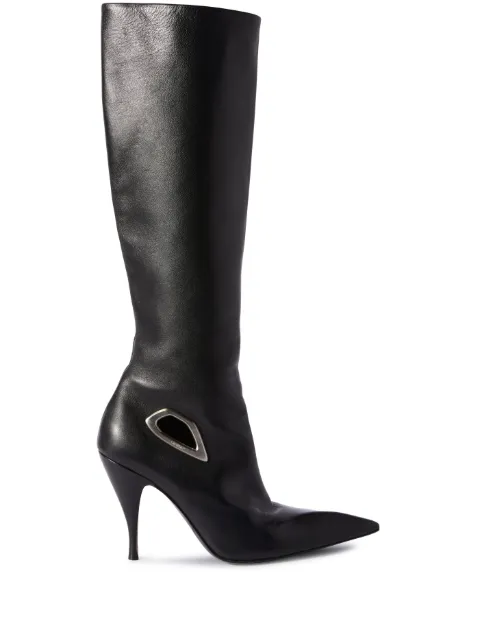Off-White Crescent knee-high leather boots Black OWIE040F23LEA0011072