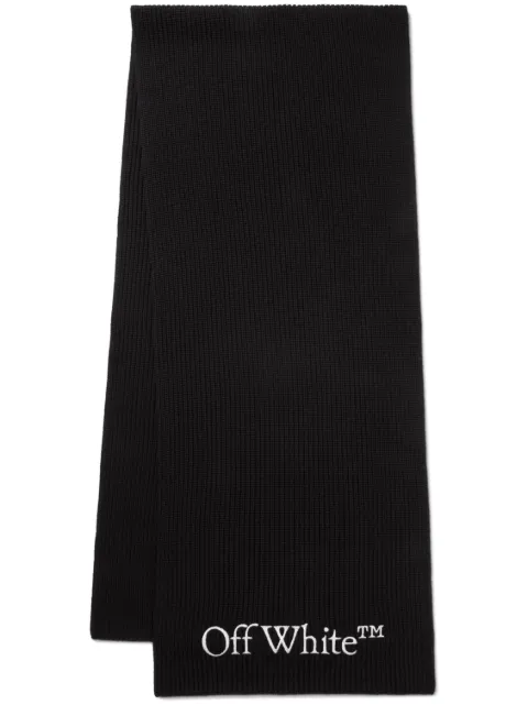 Off-White Bookish logo-knit scarf Black OMMA052F23KNI0011072