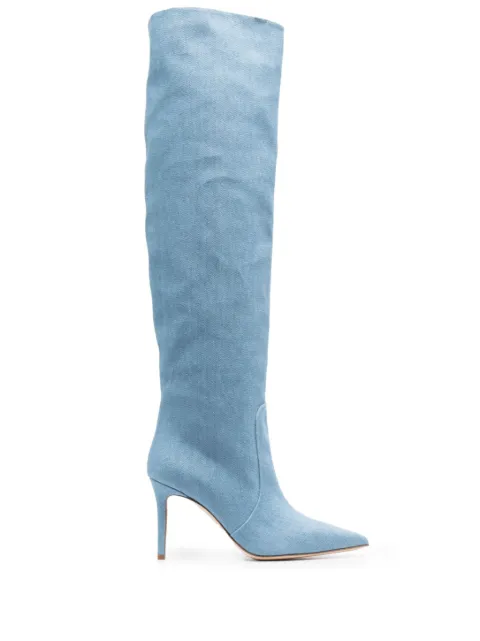 Scarosso denim 85mm thigh-high boots Blue CARRABOOTBLUDENI