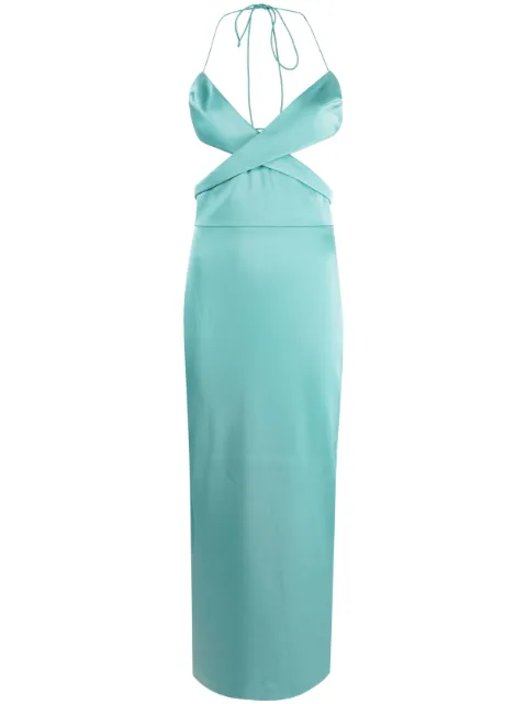 Alex Perry Mason cut-out satin midi dress Green D1115