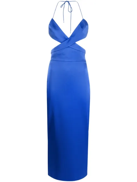 Alex Perry Mason satin cut-out midi dress Blue D1115