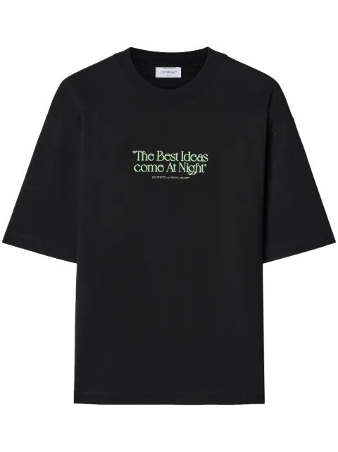 Off-White slogan-print cotton T-shirt Black OMAA120F23JER0181070