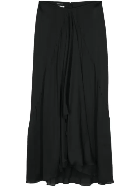 Giorgio Armani Pre-Owned 2000s draped-panel silk maxi skirt Black GAR600RC