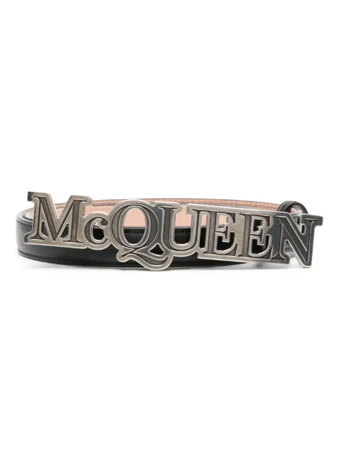 Alexander McQueen logo-plaque leather belt Black 7478641AAO3