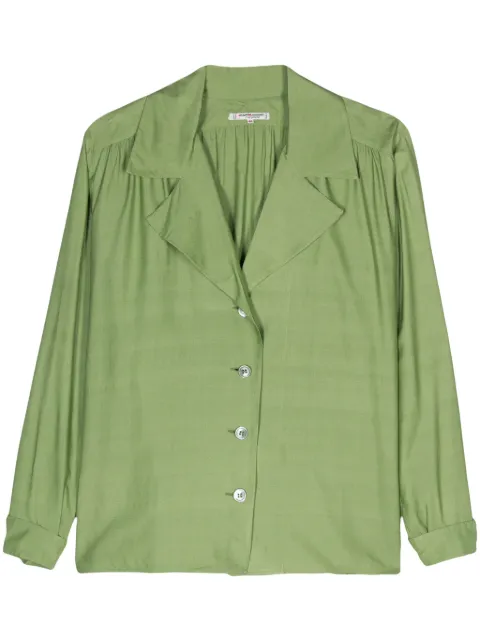 Saint Laurent Pre-Owned 1970s puff-sleeves silk shirt Green YSA600GDA