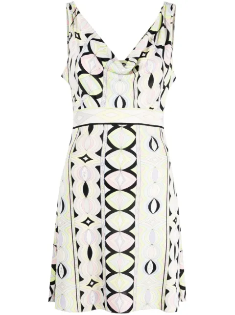 PUCCI Pre-Owned geometric-pattern belted mini-dress White CSNHPUCCDRE7245