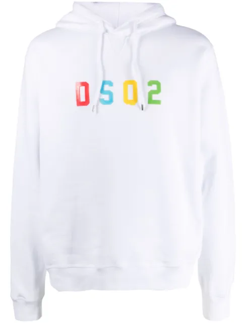 DSQUARED2 logo-print cotton hoodie White S74GU0729S25516