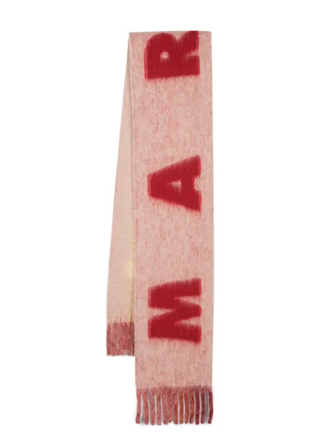 Marni intarsia-knit logo scarf Red SCMC0103A0UAW017