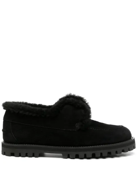 Le Silla Yacht shearling-lining suede loafers Black 5182T020M1MMPOW