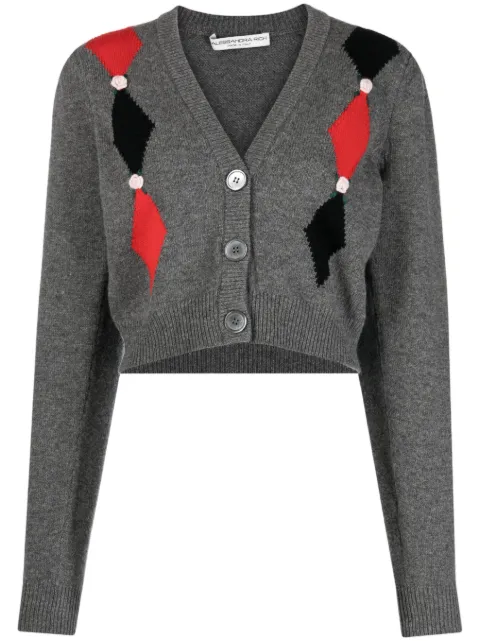Alessandra Rich intarsia-knit floral-detail cardigan Grey FAB3473K4056