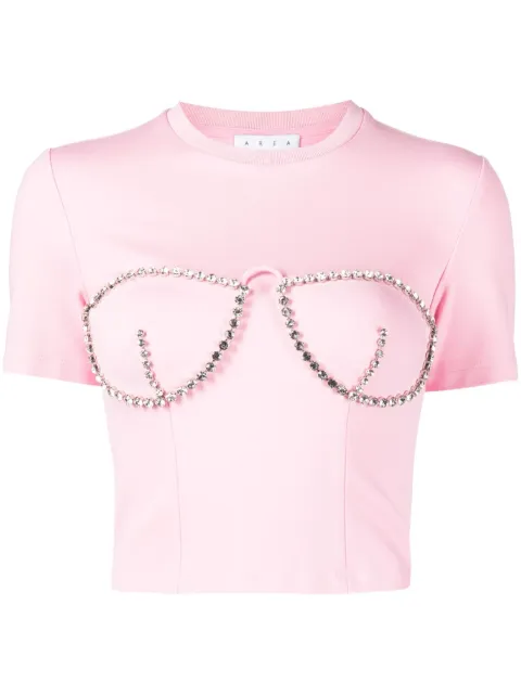AREA crystal-embellished bustier-cup T-shirt Pink 0000T03184