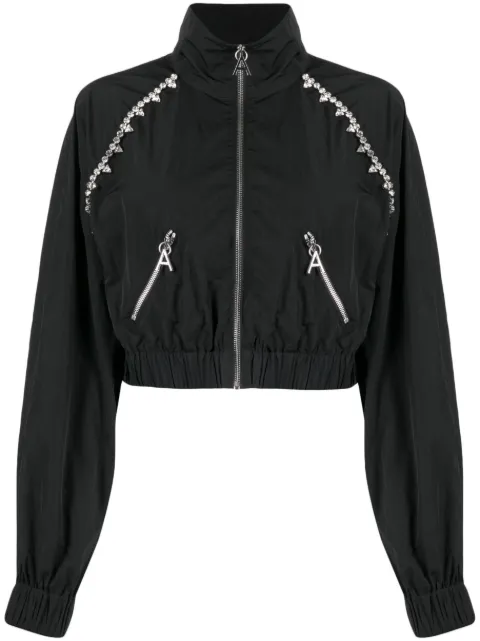 AREA crystal-embellished zip-up jacket Black 2303J12240