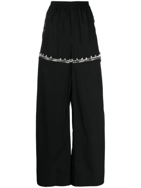 AREA crystal-embellished wide-leg trousers Black 2303P23240