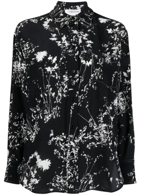 Victoria Beckham floral-print silk shirt Black 1323WSH004871B
