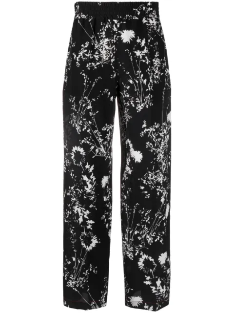 Victoria Beckham floral-print silk trousers Black 1323WTR004849B