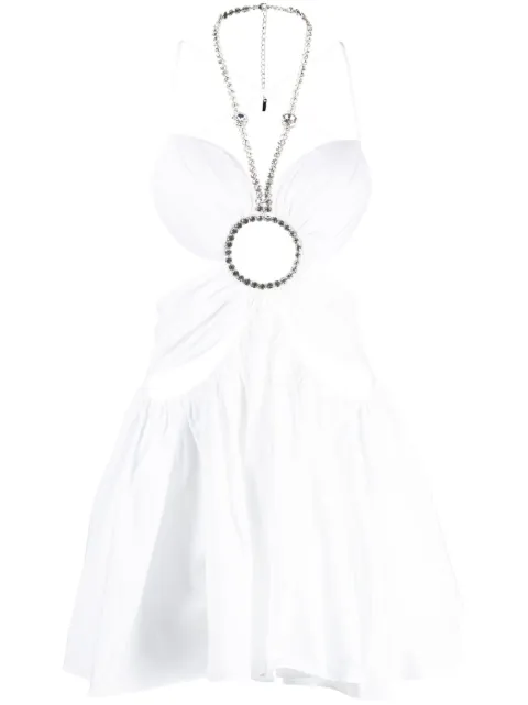 AREA cut-out crystal-embellished minidress White 2303D16236