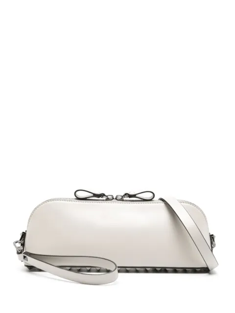 Valentino Garavani rockstud-detail leather clutch bag Grey YB0C41ACV