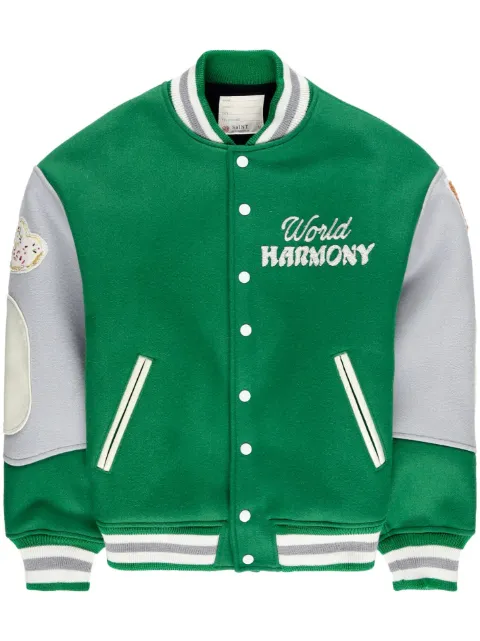 SAINT MXXXXXX Pigeon Varsity graphic-print bomber jacket Green SMS230000